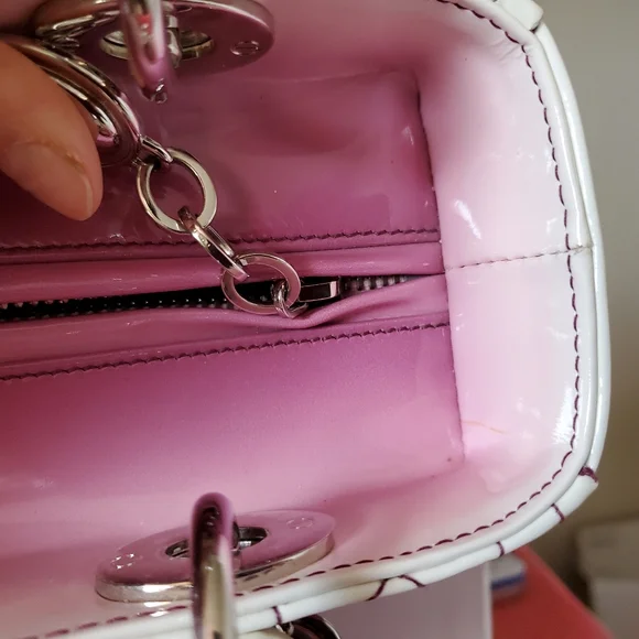 Lady Dior purple white silver hard ware medium bag - Picture 10 of 14